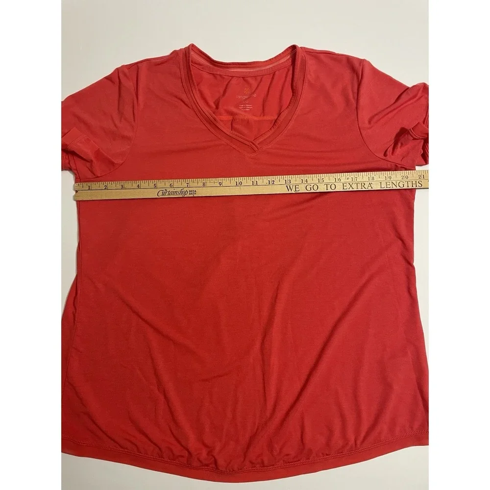 Tangerine Womens Athletic V-neck Top Large Coral Short Sleeve Activewear Yoga - Picture 6 of 13